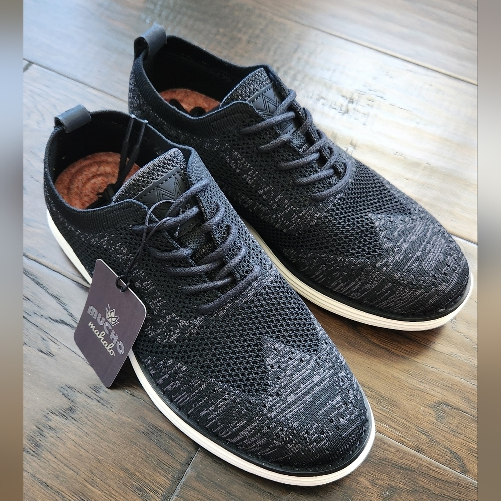 MUCHO MAHALO Bergamo Tech Knit Oxford Dress Shoes for Men, Slip-on Dress. Size 7